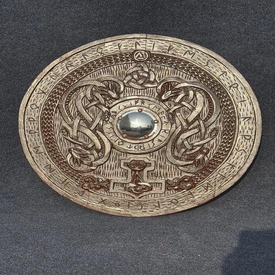 Carved Wooden Shield  Nordic Wall Decor  Warrior Shield  Roleplay , LARP, Fantasy, Cosplay, Christmas  Best Gift