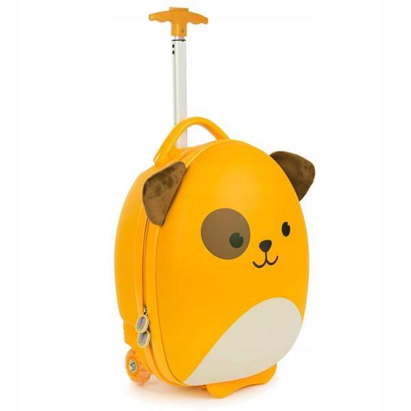 Children's bag with wheels and 3D dog pattern