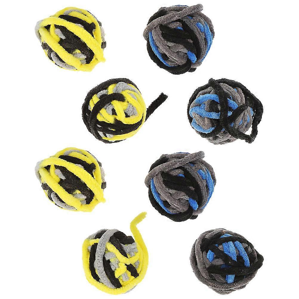 8pcs Soft Plush Cat Yarn Balls Chewable Scratcher Balls for Indoor Play Kitten & Cat Enrichment Toys for Interactive Play & Owner Bonding