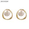Fashion Irregular Circle Imitation Pearl Earrings Women Engagement Earrings Elegant Party Stud Earrings Pendant