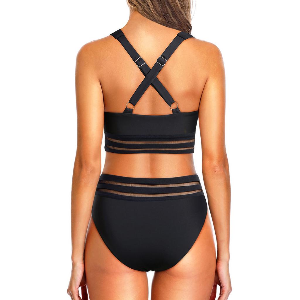 Женский раздельный сексуальный бикини, модный бюстгальтер с высокой талией, мягкий купальник без стального бюстгальтера