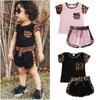 Toddler Kids Baby Girl Summer Outfits Short Sleeve T Shirt Top Leopard Shorts Pants Clothes Set