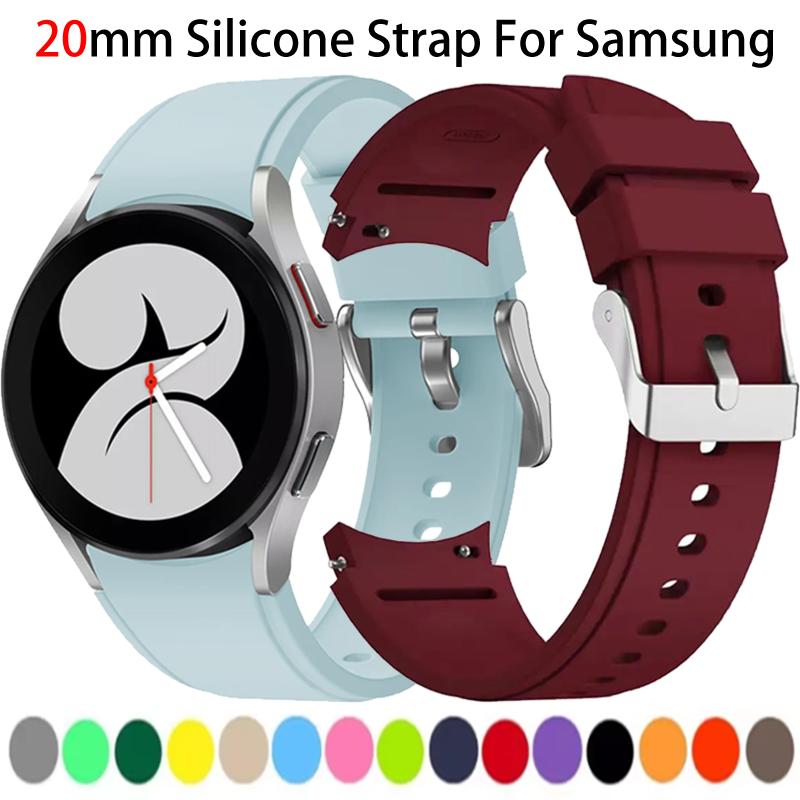 Силиконовый ремешок 20 мм для Samsung Galaxy Watch 7 6 5 4 44 мм 40 мм 5 Pro 45 мм Без зазора Удобный ремешок для часов 6 Classic 47 мм 46 мм
