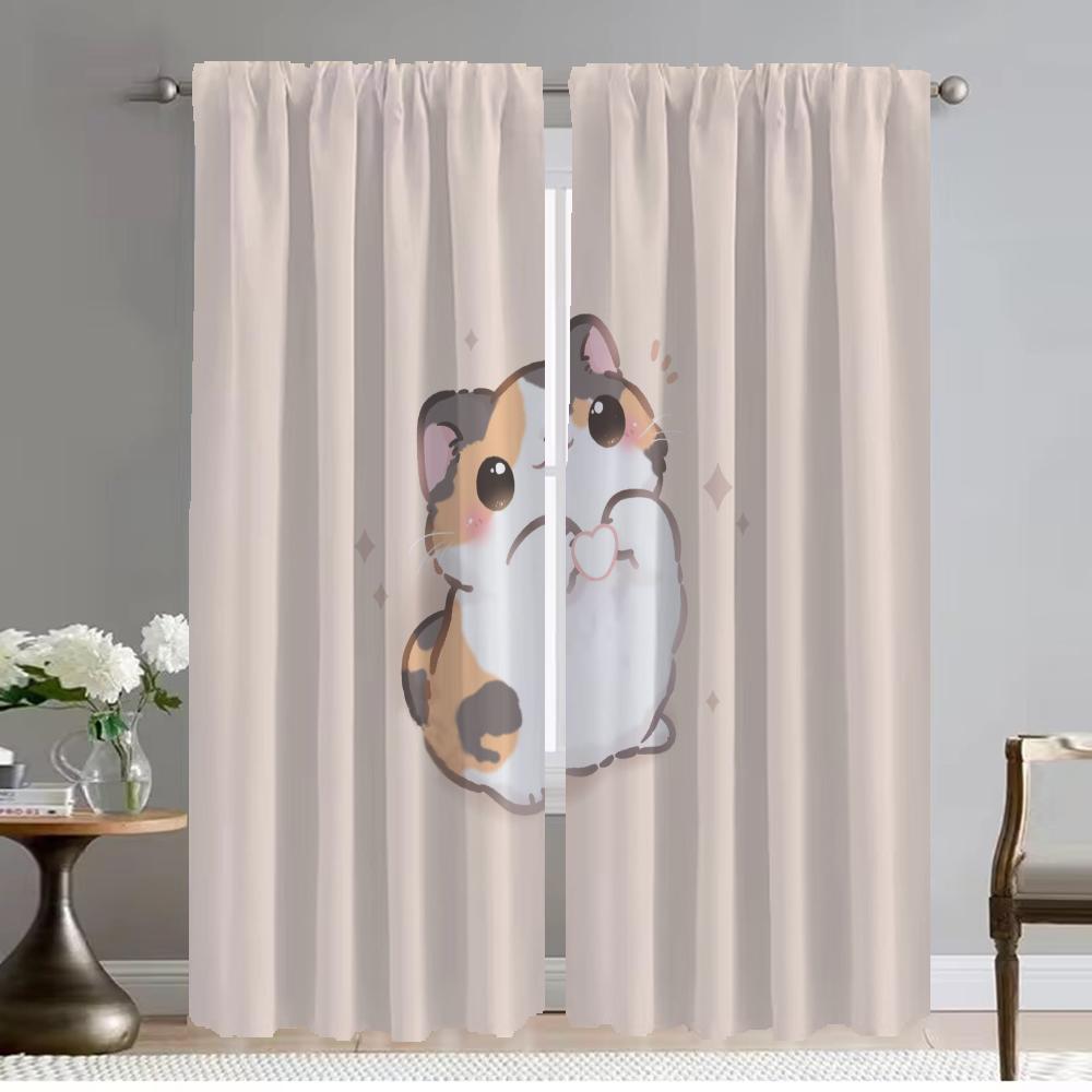 Шторы для спальни, милый кот, современные шторы для гостиной, 2 шт., украшения на Хэллоуин, затемняющие шторы, камера