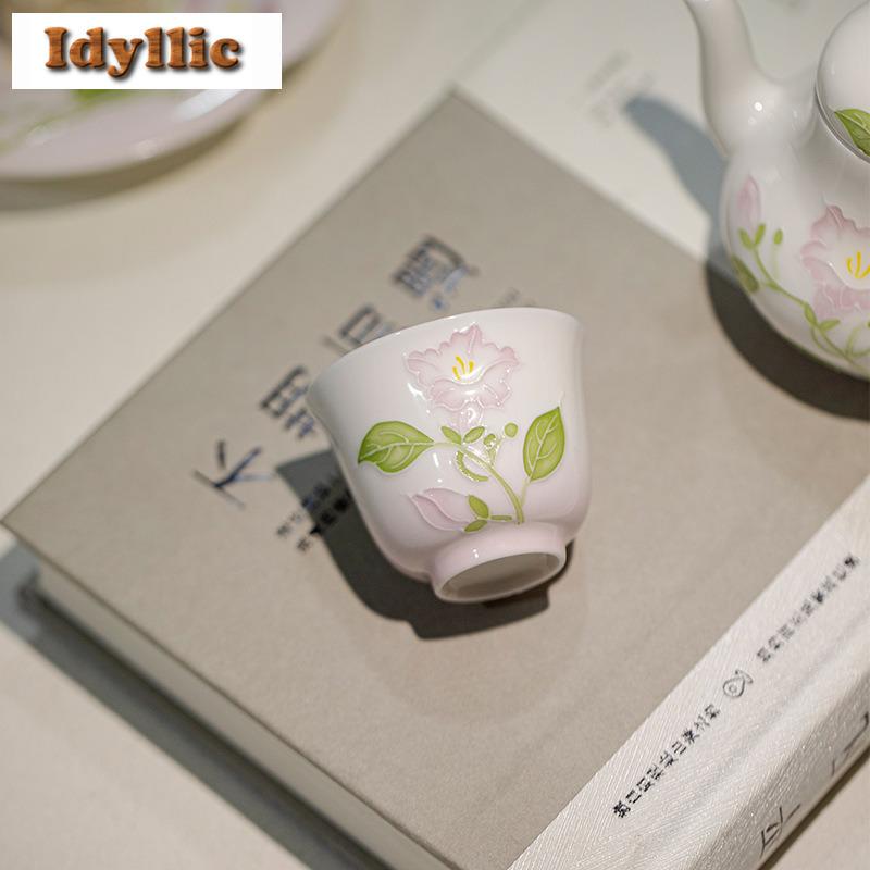 2pc/lot Hand-painted Purple Flower Jade Clay Teacup Creative Tea Bowl Jug Tea-tasting Personal Cup Jianzhan Master Cups 65ml