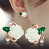 Fashion and Elegant Ladies Rose Earrings Dual-use Clip-on Flower Tassel Earrings Jewelry