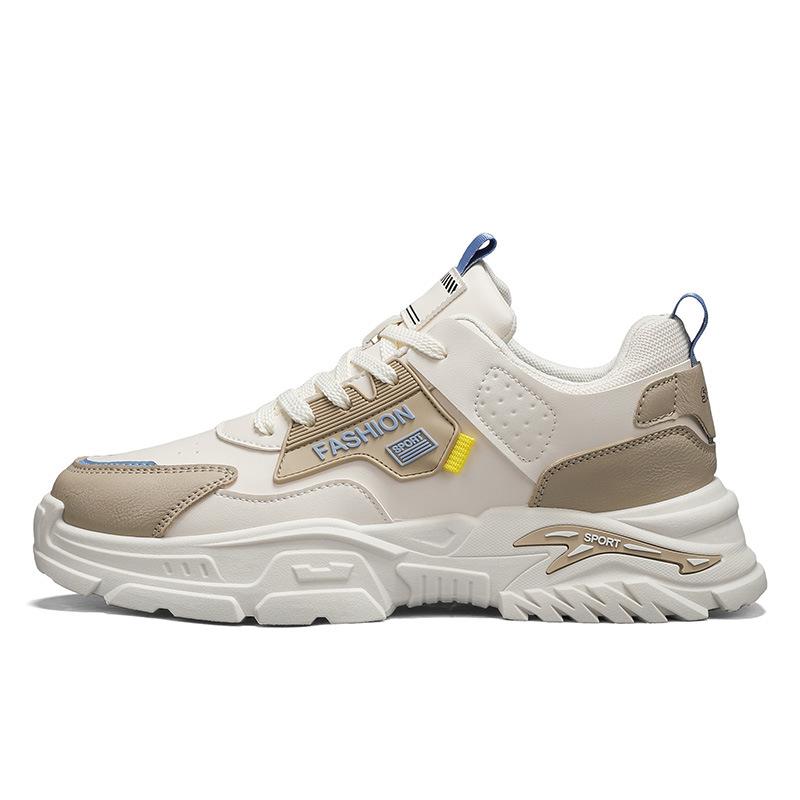 Spring fashion sports shoes leather comfortable non-slip versatile low-top lace-up casual running shoes men's shoes