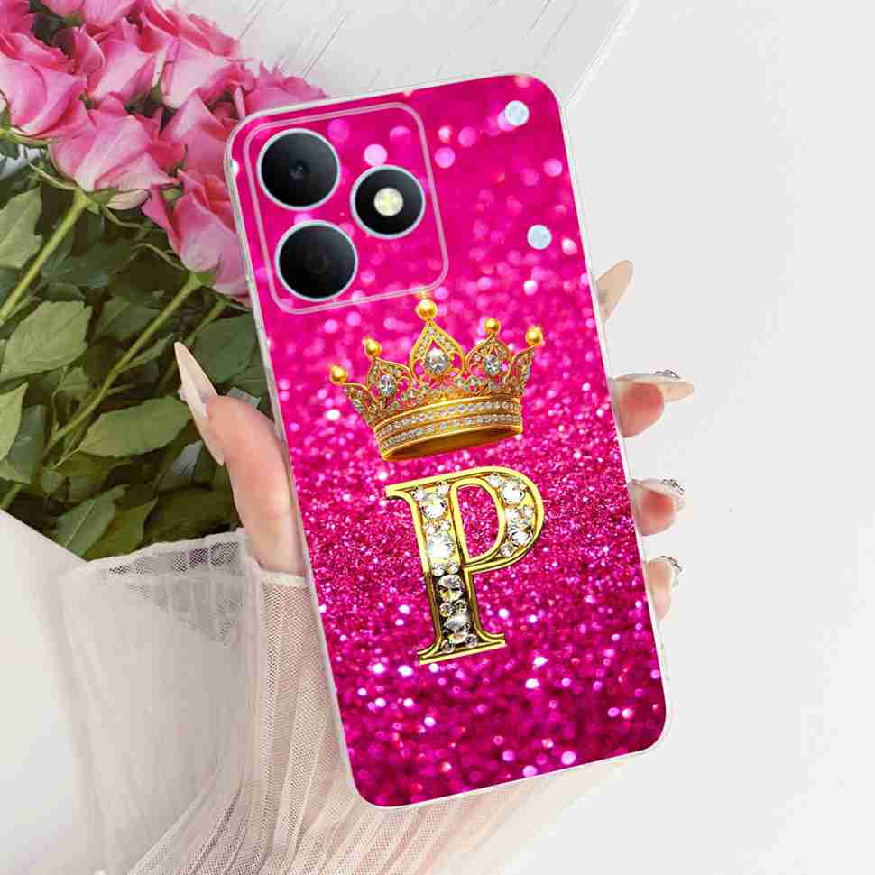 Чехол для Realme Note 80 4G RMX5388 Новый Буква Корона A-Z ТПУ Задняя Крышка Для Realme Note80 NOTE 80 4G Чехлы для Защиты Телефона