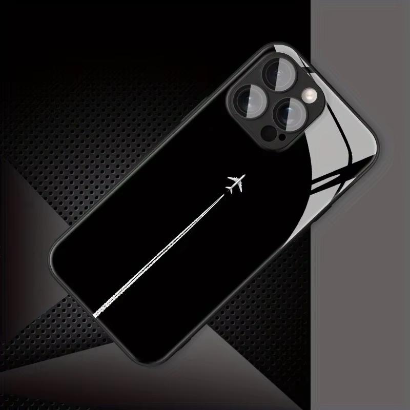 Закаленное стекло для телефона с рисунком следа самолета в небе Для iPhone 11 12 13 14 15 16 17 Pro Max 17Air 16E 7 8 Plus XR XS X Чехол