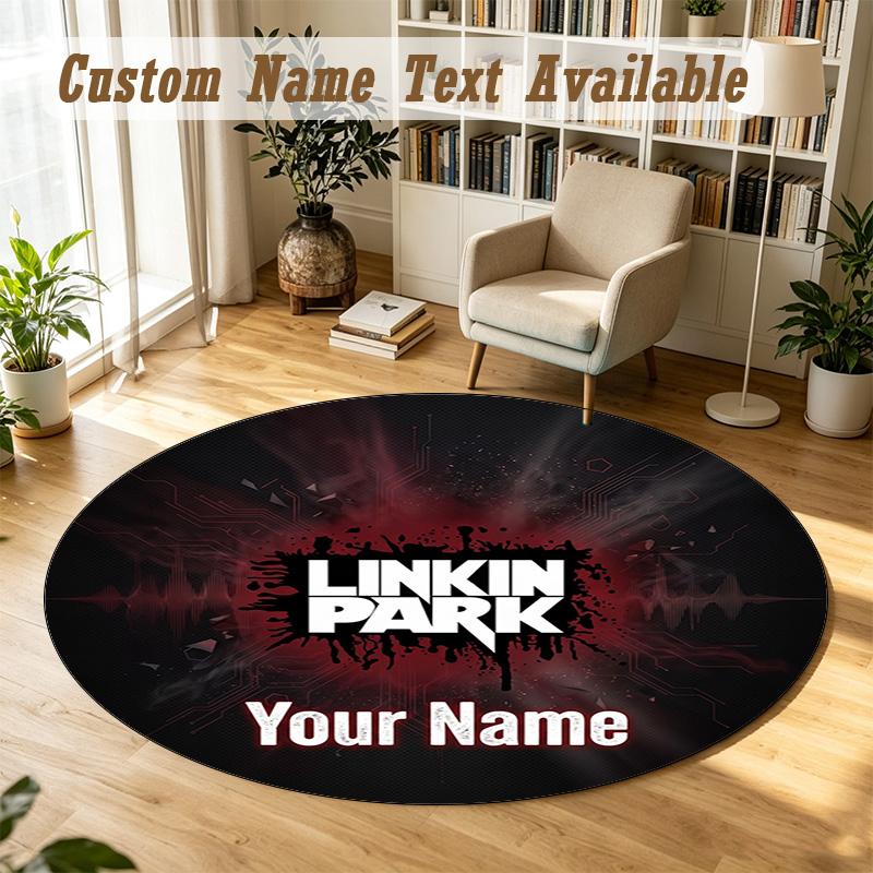 Round Rug Custom NameLinkin Park Pattern Non Slip Carpet Home Floor Decor