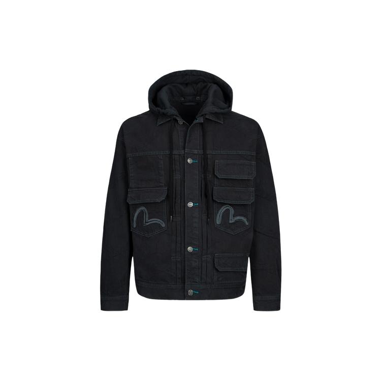 EVISU Logo-appliqué Buttoned Denim Jacket 2ESHTM3DJ198LFCT