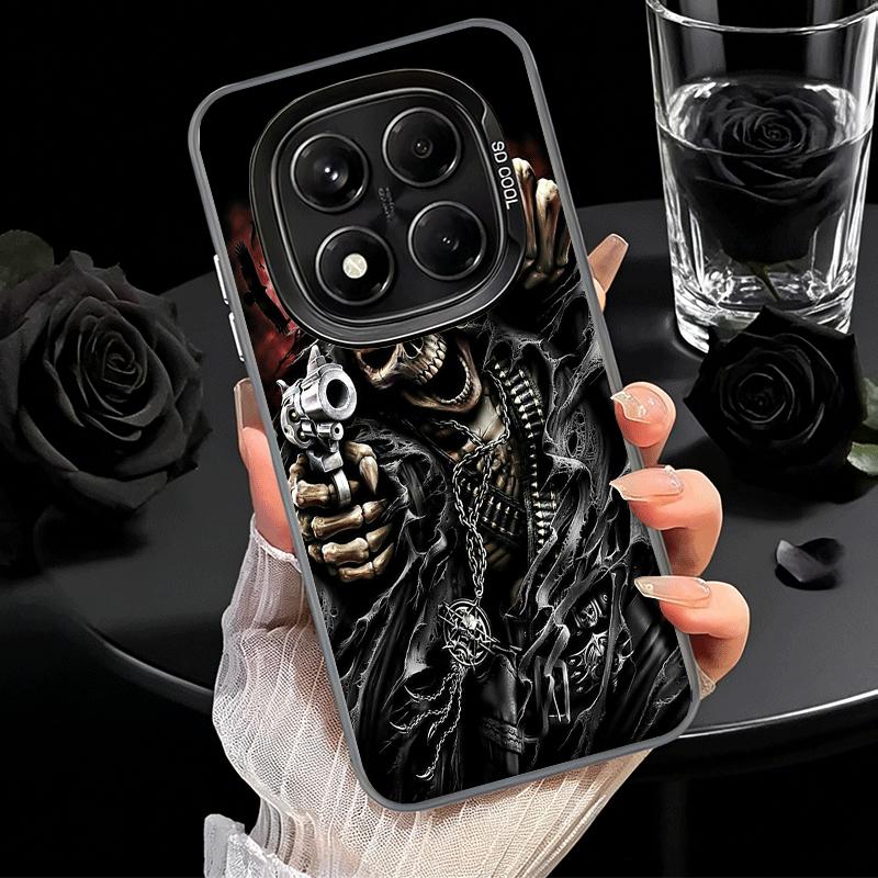 Reaper Skull Skeleton Gun Soft Phone Case for Xiaomi Redmi Note 13 14 15 Pro Plus 12S 12 11S 11 11T 10S 10 Shockproof Cover Back