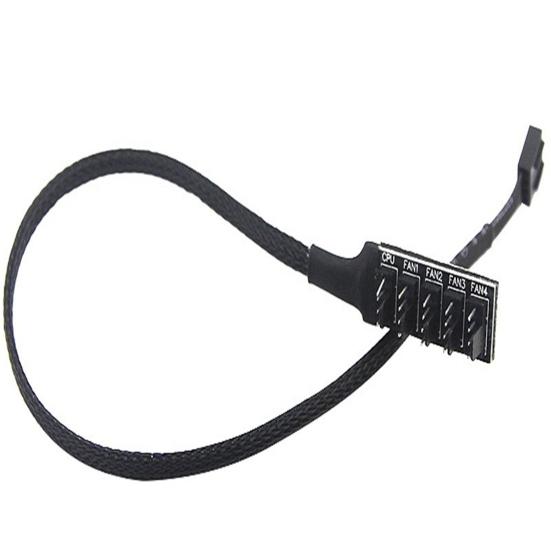 Fan Hub Splitter Braided Cable Universal Fit Simple Installation Intelligent 4-Pin PWM CPU Cooling Fan Splitter Hub Adapter