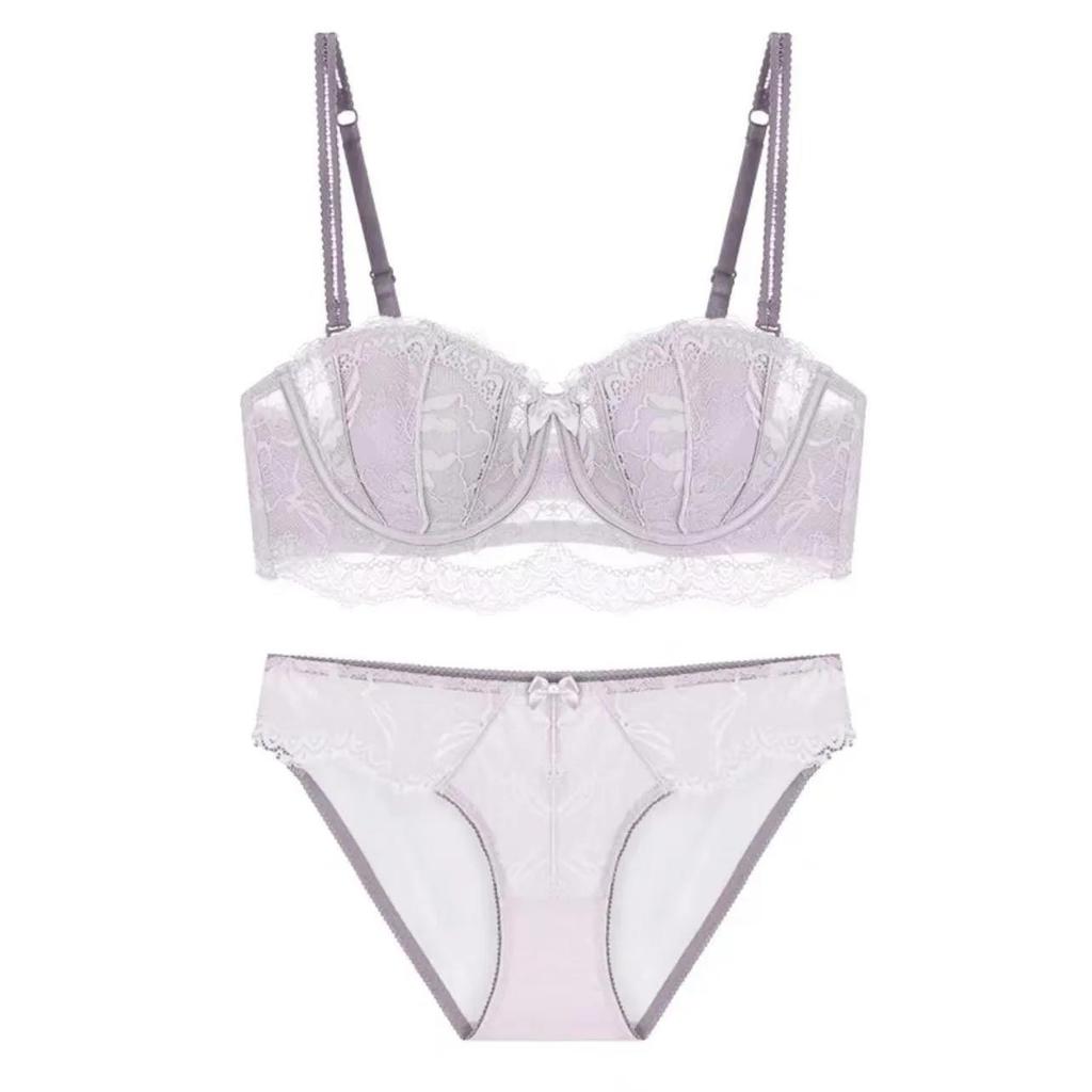 Women Lace Lingerie Set Sexy See Through Bra Set Mesh Ladies Thin Bra and Panty Set Girls Underwear