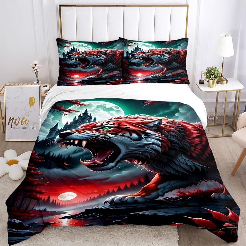 3pcs Fantasy Tiger Duvet Cover Set -Includes 1 Duvet Cover and 2 Pillowcases, No Quilt Core, All-Season Home Decor  yy251111185