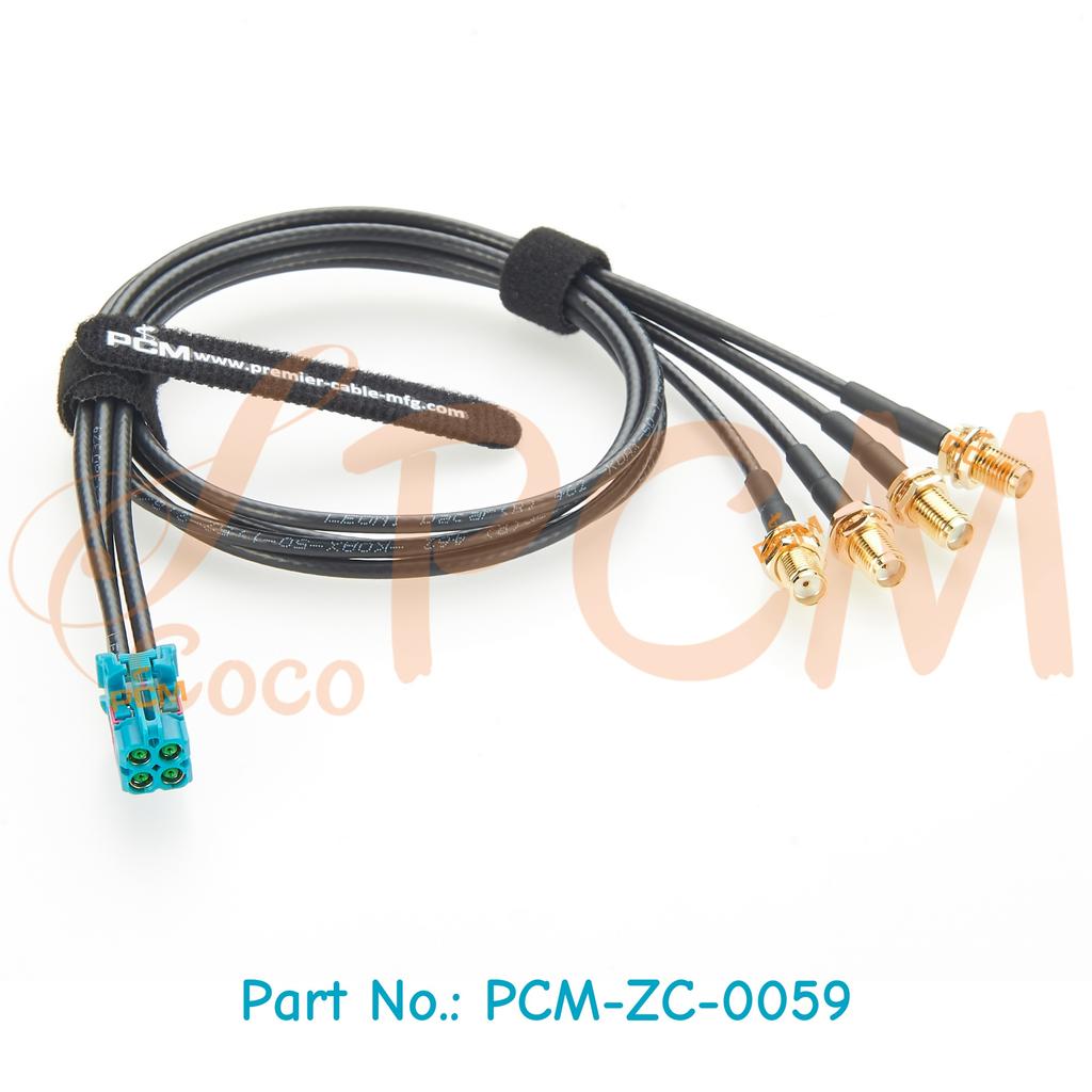 4 in 1 TE MATE-AX 2298721-9 Mini FAKRA Z Female to 4 SMA Female Universal Vehicle Car Coaxial Cable Assembly for Radio Antennas