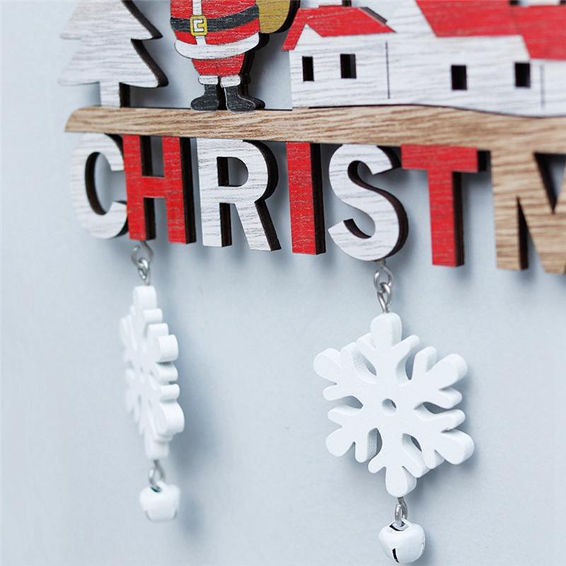 AEE2-Wooden Christmas Hanging Pendants ELK-Santa-Claus Merry Christmas-Decoration For Home Xmas Tree Ornaments