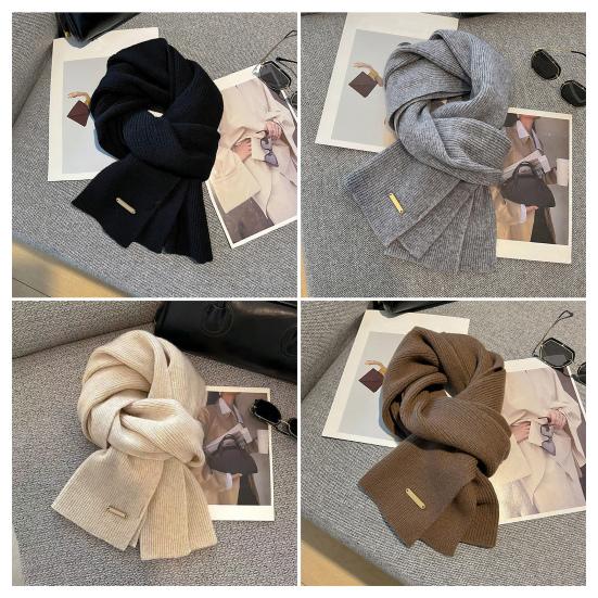 Women Scarf Solid Color Thickened Windproof Warm Versatile Scarf Daily Winter Outdoor Cycling Long Scarf