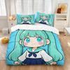 Hatsune Miku Futuristic Tech Suit Duvet Cover Set Anime Sci-Fi Bedding with Pillowcases Gaming Room Teens Bedroom Decor Gift