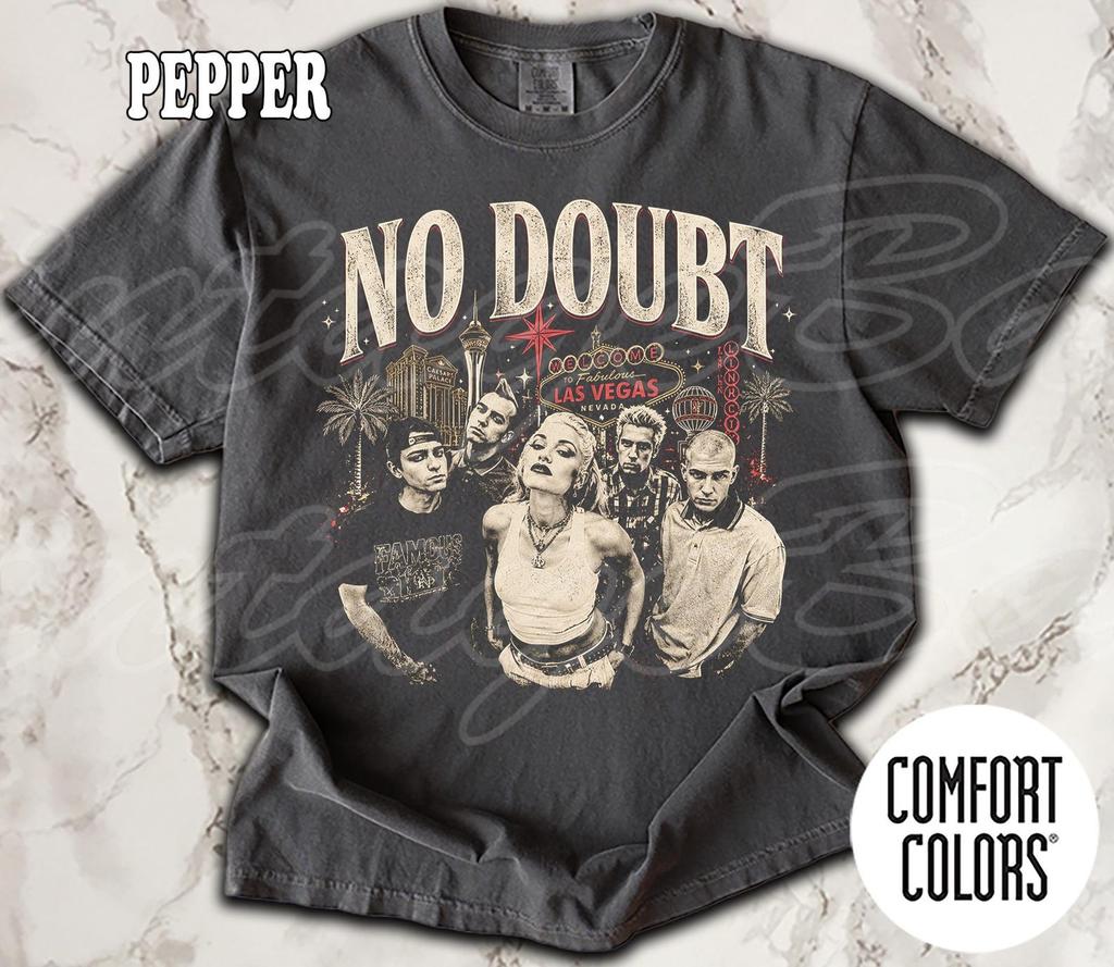 No Doubt Лас-Вегас 2026 Футболка Comfort Colors, Футболка для девичьей поездки на концерт, Винтажная футболка ска-панк группы, Унисекс футболка для женщин и мужчин