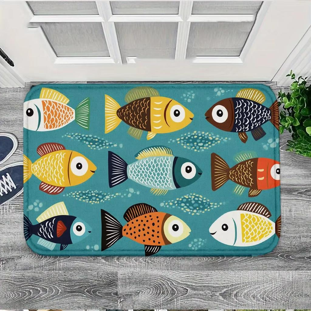 Cartoon Fish Slowly Swimming Carpet Soft Floor Mat Doormat Kitchen Rug Soft Living Room Carpet Rug For Bedroom Home Decor