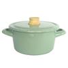 Fuji Enamel Casserole, 18cm, Induction Compatible, Cotton Series, Vintage Green