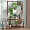 Trapezoidal Carbonized Bamboo Multi-Tier Plant Display Shelf
