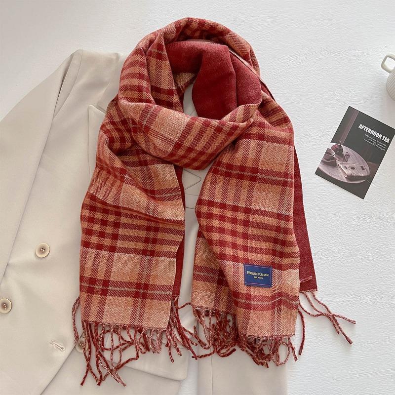 Осень и зима новый универсальный шарф женский утолщенный вязаный толстый бахромчатый теплый шарф имитация кашемира шаль