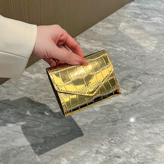 Женский кошелек с гладкой поверхностью, множеством отделений для карт, портативный, с каменной текстурой, однотонный, с твердой строчкой, компактный мини-кошелек из искусственной кожи, сумка для монет