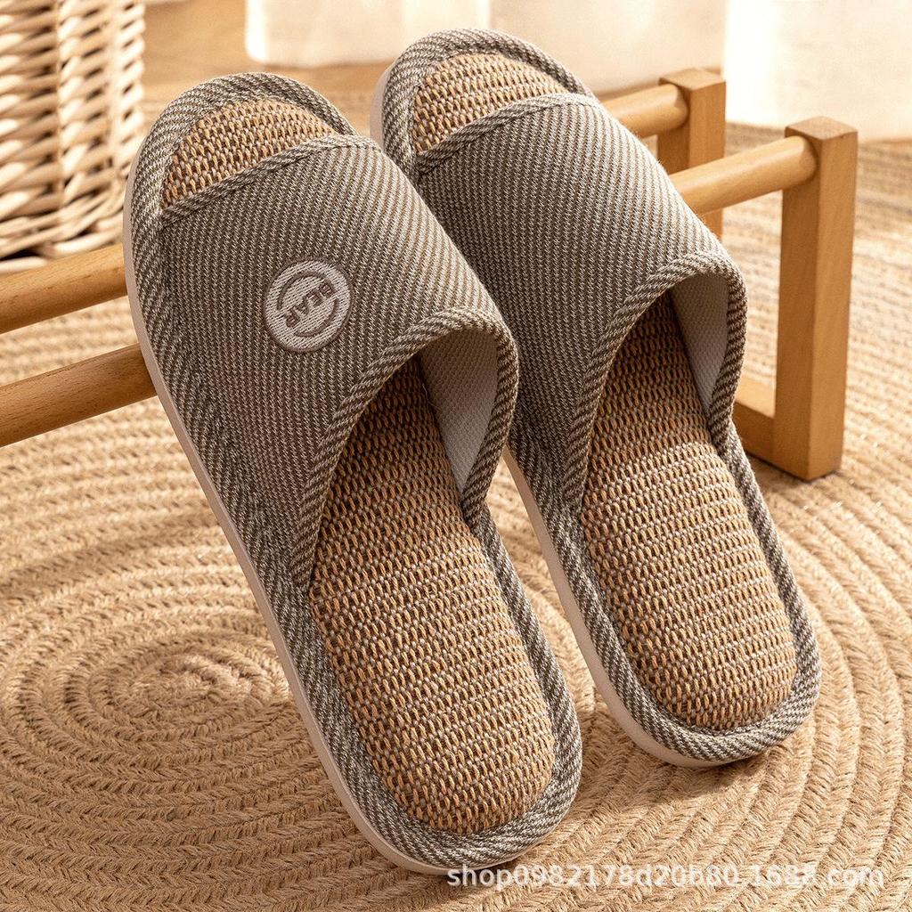 Women's Four-Season Linen Slippers: Silent, Sweat-Absorbent, Non-Slip for Indoor Use
