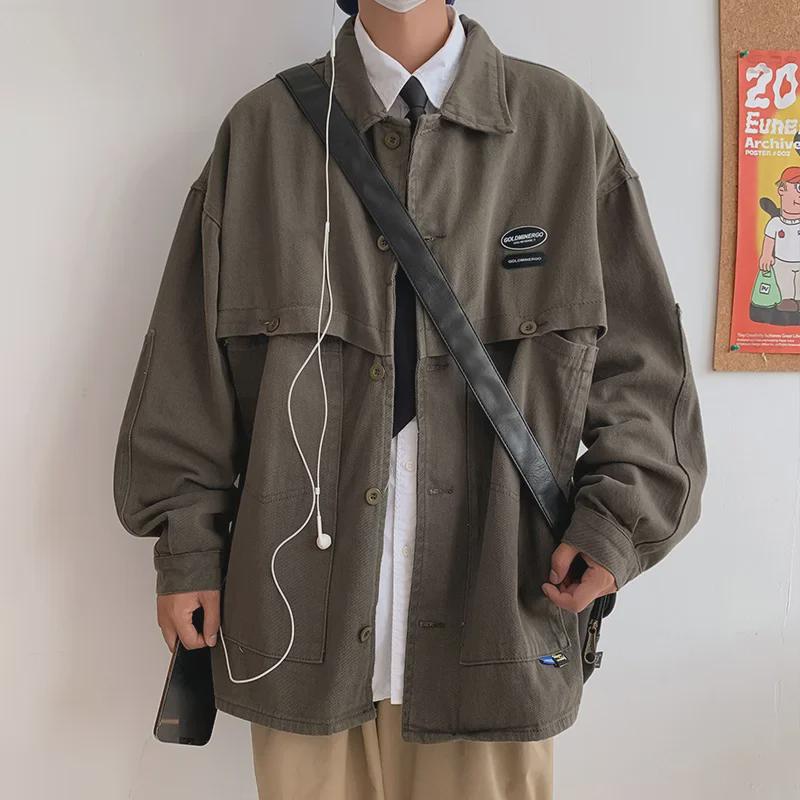 Men's Spring & Autumn Fashion Denim Jacket - Retro Hong Kong & Japanese Style, High Street Youth French Design