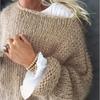 Women's Fashion Loose Sweater Solid Color One Shoulder Sweater Casual Crew Neck Knitwear Pullovers Sweaters Oversizes Sweater Tops