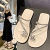 French Classic Slippers for Women's Summer Outwear New Flower Diamond Cool Slippers with Flat Bottom and Luxury Feeling Slippers
