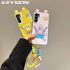 KEYSION Милый мультяшный чехол с ушками для Samsung A55 5G A35 A15 4G 5G со шнурком, мягкий силиконовый+ПК противоударный чехол для телефона для Galaxy A05S