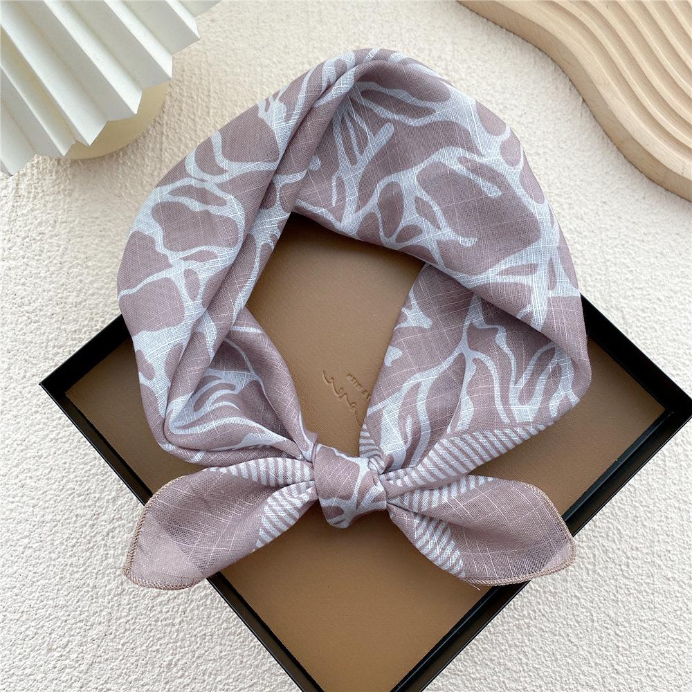 Маленький квадратный шарф из хлопка и льна, шелковый шарф, женский, весна и осень, новый стиль, художественный и универсальный, модный, темпераментный шарф-повязка на голову