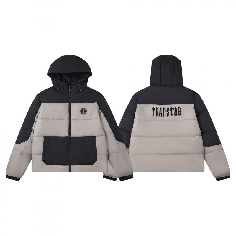 Стильная черная куртка Trapstar из ПУ кожи с отстегивающимся капюшоном - Утепленная хлопковая парка для пары В наличии