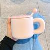 Simple Mug Women High  Value Ceramic Cup with Lid and Spoon Water Cup Breakfast Milk Coffee Cup