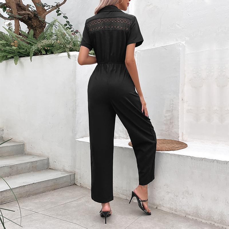 Женские модные повседневные однотонные брюки с принтом, летние и весенние, с короткими рукавами, поло с воротником, брюки, комбинезоны и ромперы