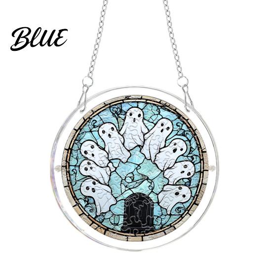 Cute Spooky Puzzle Halloween Acrylic Suncatcher Window Hanging,7.87 Inch Sun Catcher Themed Gift Idea Decoration Ornament Ideal for Gifting and Home