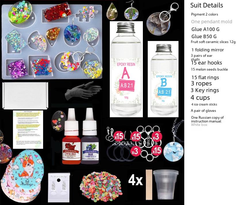 UV Epoxy Resin Set with Crystal Mold & Russian Instructions