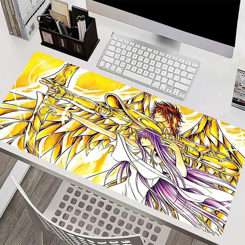 Cool Anime Mouse Pad Saint Seiya Large Desk Mat Gamer Nonslip Keyboard Pad Office Computer Mouse Mat Gaming Extended Mousepads