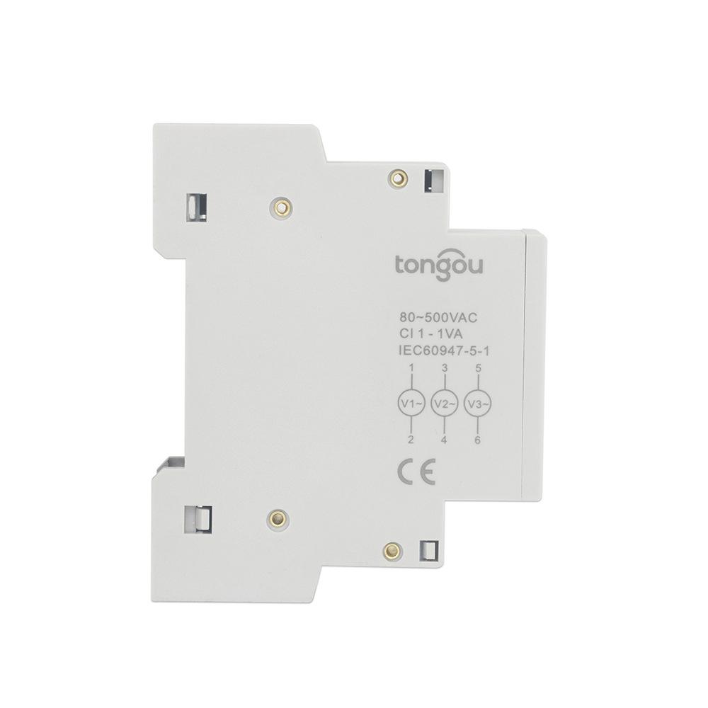 Трехфазный измеритель напряжения 80 ~ 500 В, 35 мм, с креплением на DIN-рейку, модульный вольтметр, 3 светодиодный цифровой дисплей