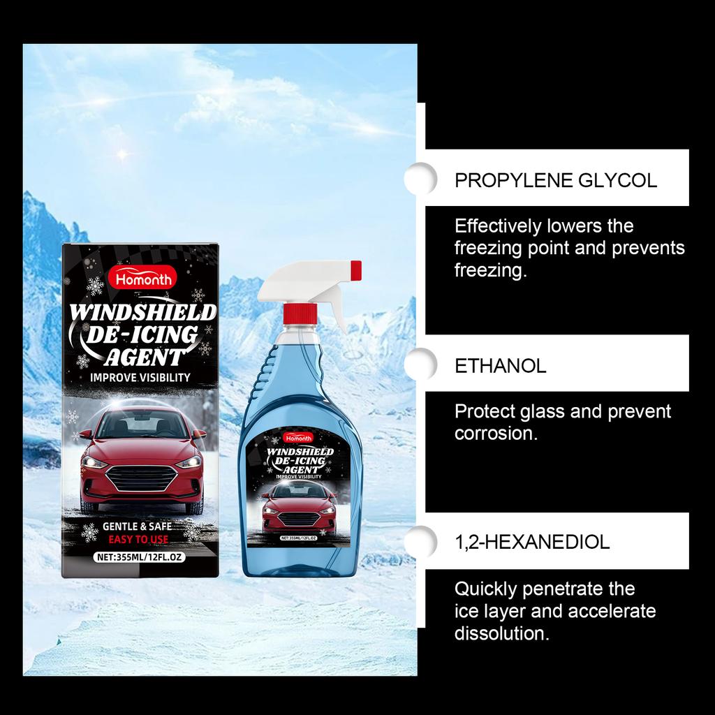 Car Windshield De-Icing Agent Car Snow Melting Spray for Car Glass Prevents Frost Ice in Winter Clear Vision Anti-Icing Tools