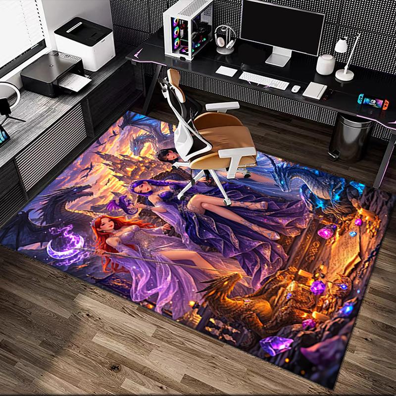 1pc Digital Printed Chair Rug for Home Office Use, Kpop Demon Hunters Carpet Appropriate for All Seasons, Soft Area Carpet