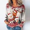 Рождественская женская футболка, осенний свитер с круглым вырезом, принт снеговика, длинный рукав, женская уличная одежда в стиле Харадзюку, одежда оверсайз для женщин