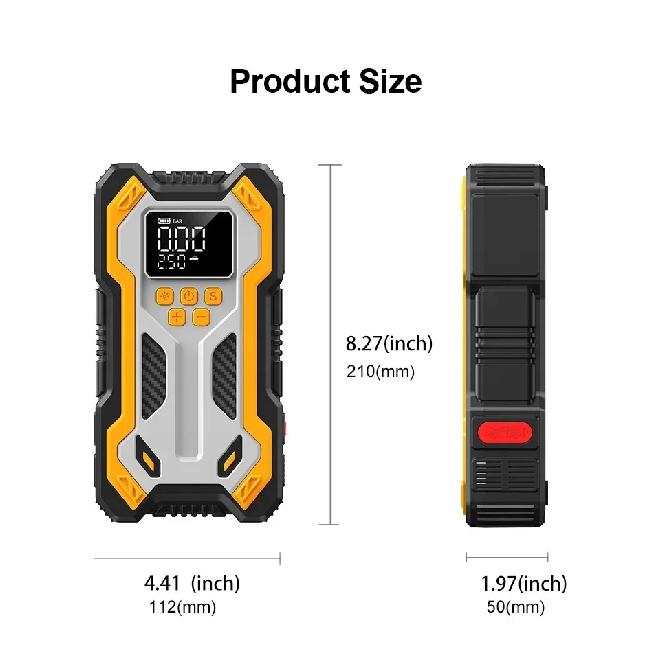 30000mAh 7000A Car Jump Starter & Air Compressor 150PSI, LCD Screen Portable Power Bank Booster for Gas/Diesel