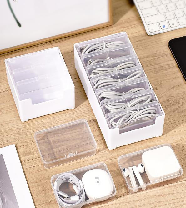 Rectangular Plastic Storage Box for Home and Office Desk Organization 20cm x 10cm x 6cm Multipurpose Container