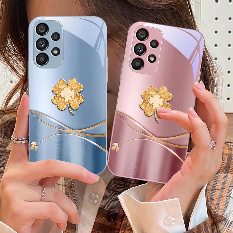 Розовый Фиолетовый Золотой Лепестки Для Samsung Galaxy S10 4G S20 11E 30 S21 22 S24 Fe Pro S23 S25 Ultra 5G S9 Чехол для телефона из закаленного стекла