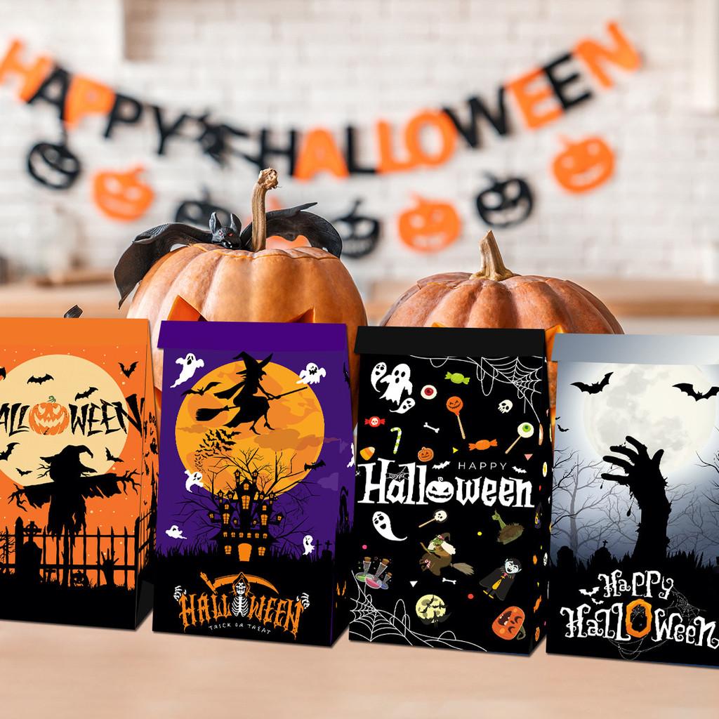 Theme Scarecrow Halloween Witch Pattern Party Snacks Candy Packaging Paper Bags