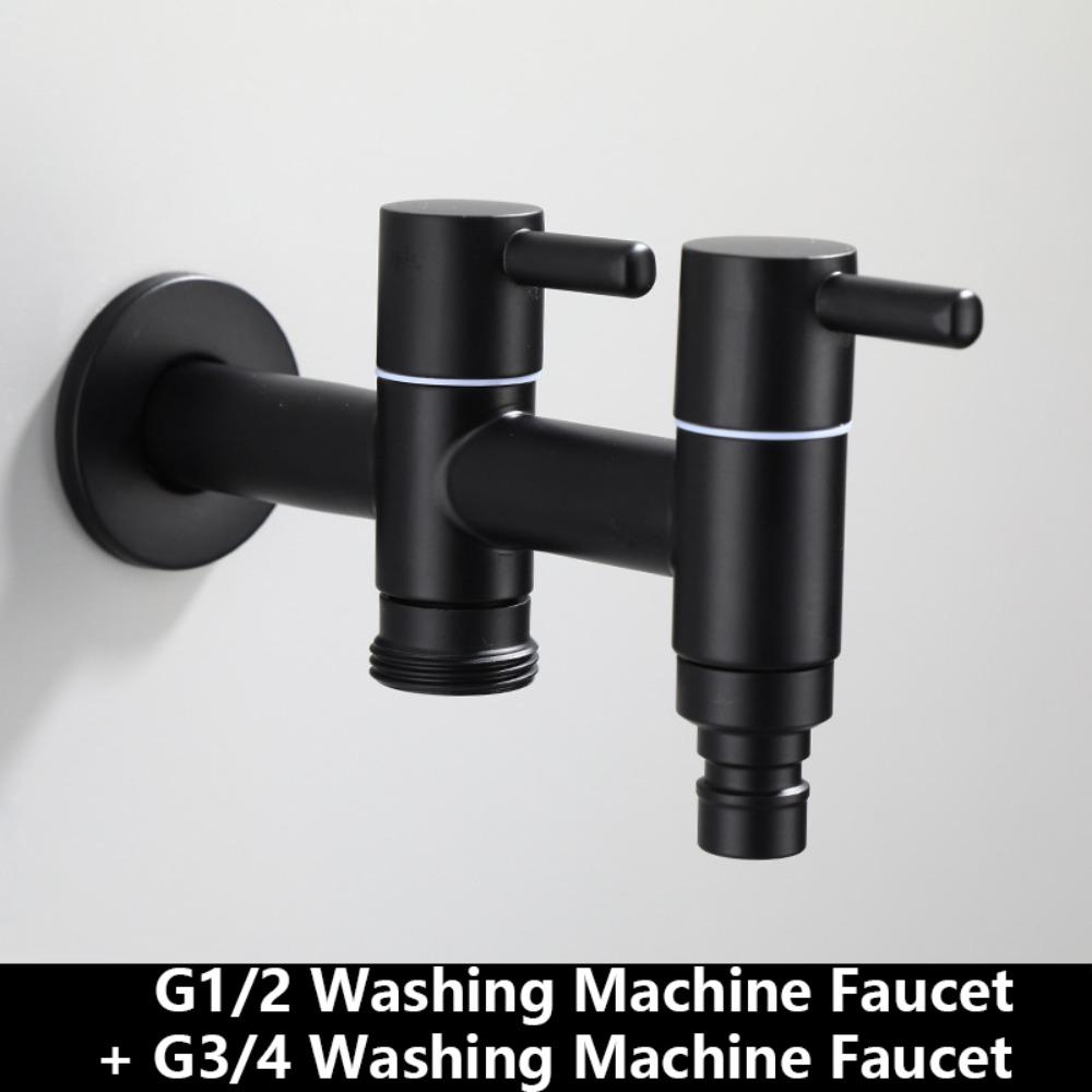 304 Stainless Steel Washing Machine Faucet Anti Splash Matte Black Mop Washing Tap Wall Mounted Multi Functional